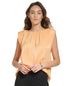 Women's Solid Satin Crewneck Shoulder-Pad Top